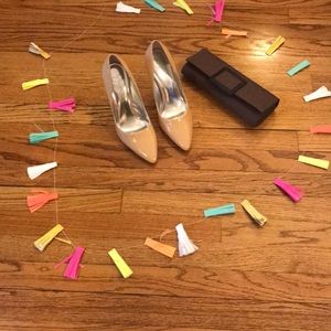 Jessica Simpson blush patent w/woodgrain heel